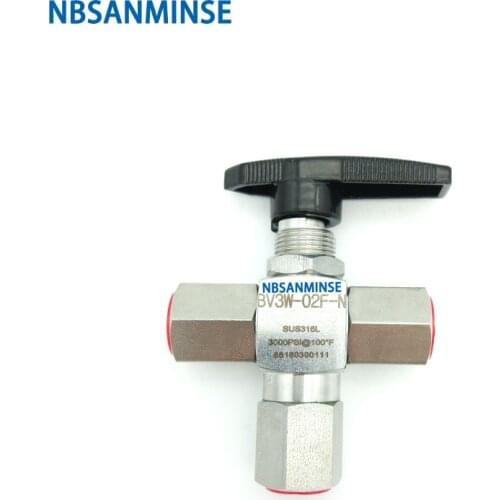NBSANMINSE BV3W - OD / F Three way Ball Valve Stainless Steel Valve 1/8 1/4 3/8 1/2 3000 Psi Air Water Stop Valve