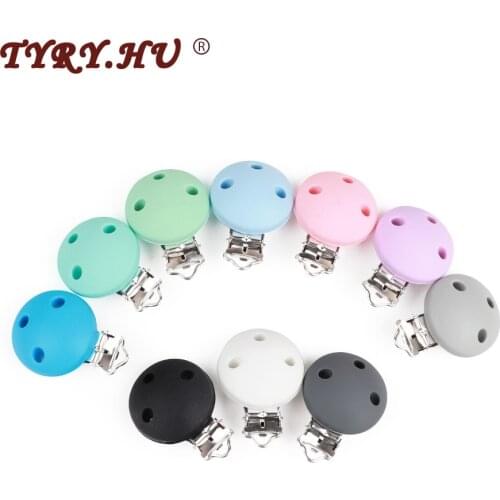 TYRY.HU 1pc/lot Round Silicone Pacifier Clip Silicone Teething Bead Baby Clip Accessories Clip Clasp Toy DIY Pacifier Chain Tool