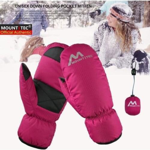 20p MOUNTITEC Duck Down Mittens Teens Boys&Girls Folding Pocket Mitten Winter Warm Waterproof Windproof Touch Screen Ski Gloves