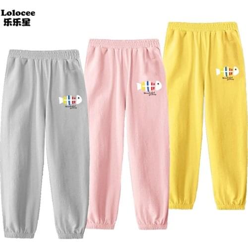 Spring Girls Trouser Cotton Soft Playful Cute Pattern Cartoon Print Kids Bloomers Toddler Girls Anti-mosquito Pants 3-14T