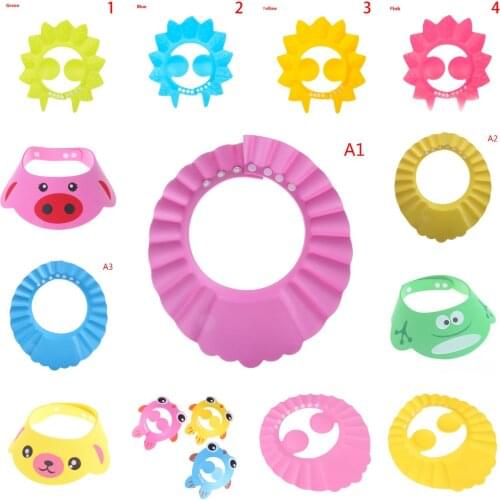 Waterproof Cap Safe Baby Shower Cap Kids Bath Visor Hat Adjustable Bath Accessories Protect Eyes Ears PVC For 0-3
