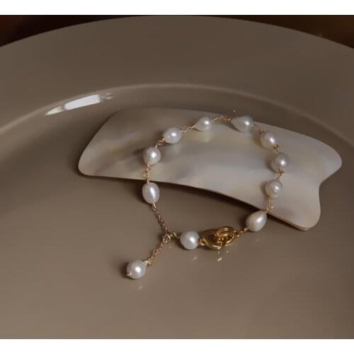 High Quality 100% Natural Baroque Freshwater Pearl 14K Gold Filled Ladies Bracelet Engagement Jewelry For Women Best Gift