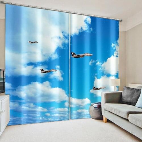 3D Curtain Printing Blockout Polyester blue sky curtain fly curtains 3D Window Curtains For Living Room Bedroom
