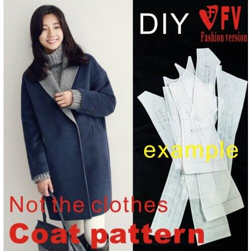 Womens casual lapel drop shoulder concealed button coat coat clothing 1:1 pattern sewing structure drawing BFY-134