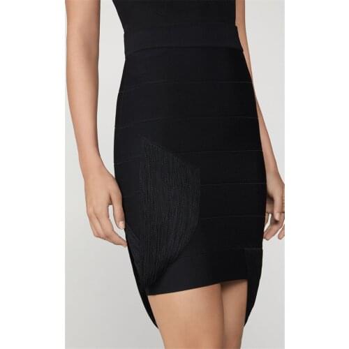 Sexy New Arrival Celebrity Black Skirts In Womens Skirts Tassel Fashion Bandage Pencil Women Skirts