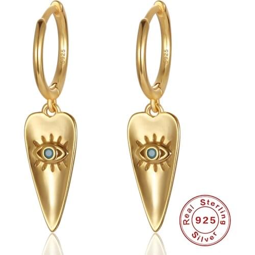 DORIN 18k Evil Eye Hoop Earrings Quality Blue Crystal Eye Earrings For Women Korean shiny 925 Sterling Silver Jewelry
