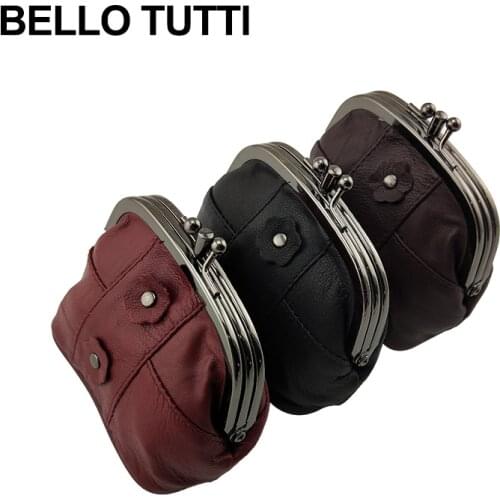 BELLO TUTTI New Leather Coin Purse Women Small Wallets Original Genuine Sheepskin Change Purse Card Holder Coin Wallet Purse