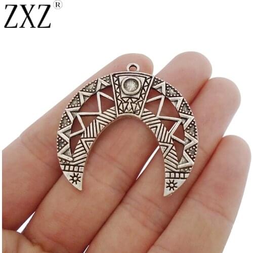 ZXZ 5pcs Large Crescent Moon Double Horn Charms Pendants for Jewelry Making Findings 39x39mm