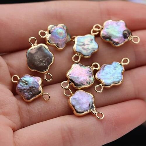 3Pcs Natural Freshwater Pearls Double Hole Connector Charms Pendant for Jewelry Making Bracelet DIY Necklace Anklet Accessories