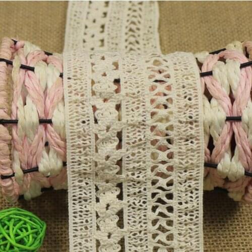 10Yards Beige Cotton Elastic Ruffled Lace Trim Crochet Stretch Lace Ribbon Fabric Applique Sleeves Curtain Edge Hair Accessories