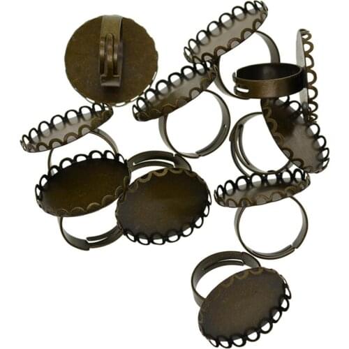 10x 25x19mm Oval Copper Adjustable Settings Blanks Base Blank