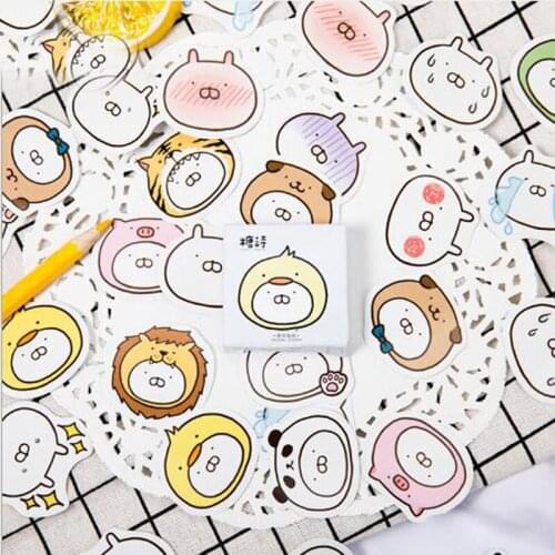 45 Pcs/Box Cute cartoon animal Fat rabbit paper sticker decoration DIY album diary scrapbooking label sticker kawaii sticker