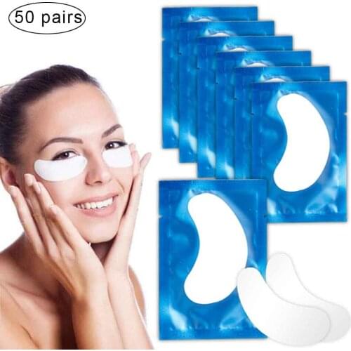 50pairs Pillows Under Eye Pads for Eyelash Extension Lint Free Lashes Patches Disposable Mixed Paper Pillow for Eyelashes Makeup