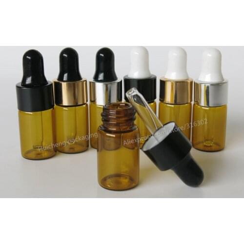 500 x 3ML Mini Amber Glass Dropper Bottle Small 3cc Brown PIpette Dropper Vials 1CC Mini E Liquid Drop Containers