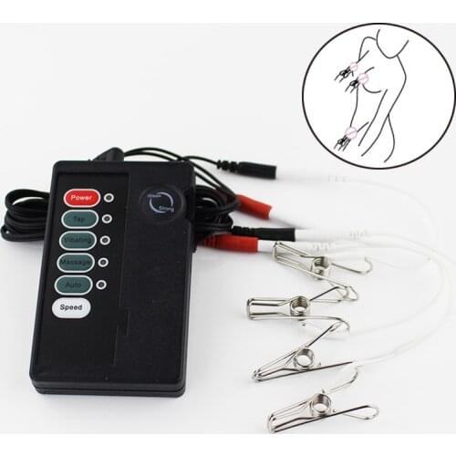 BDSM Electro Shock Metal Nipple Clamps Labia Clip G-Spot Clitoris Massage Electric Stimulator Breast Enlarger Sex Tool For Woman