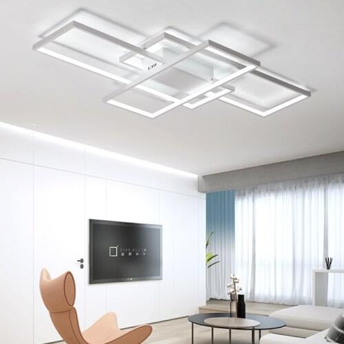 For Living Room Bedroom White/Black Ceiling Lamp Fixtures Rectangle Aluminum Modern Led Ceiling Lights