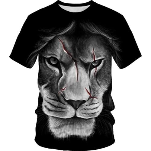 Free shopping Lion tiger 3d printing men and women t-shirt soft material shirt casual loose t-shirt sports mens streetwear
