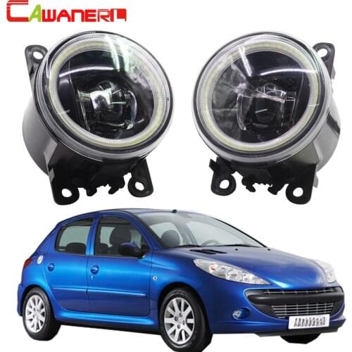 Cawanerl For Peugeot 206+ Car H11 LED Bulb Fog Light Assembly 4000LM Angel Eye DRL Daytime Running Light 12V 2009 2010 2011 2012