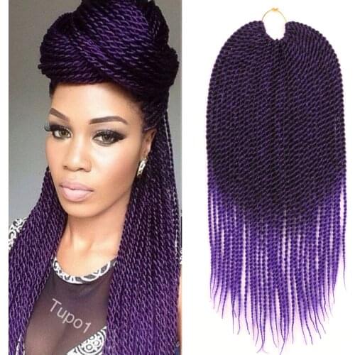 DAIRESS 18" Senegalese Twist Hair Crochet Braids Ombre Purple 30 Strands Senegaelse Twist Crochet Hair Braiding Hair Extensions