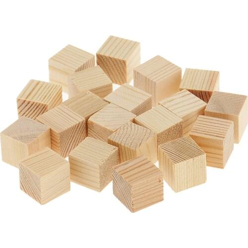 3 Sizes Wood Cube Blocks Puzzle Unfinished Wooden Pieces for Model Making Wood Crafts