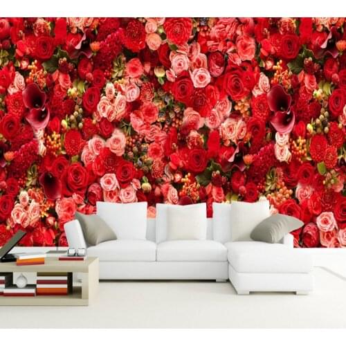 Dropship Colomac Flower Wallpaper Red Rose Sea Theme Valentine Party Living Room Bedroom Wall Paper Wall Wallpaper 3d Behang