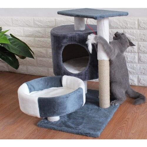 Solid wood integrated cotton cat climbing frame integrated cat scratch pet supplies cat frame column grab board