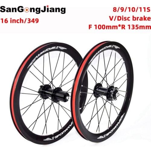 16inch 349 Folding Bicycle WheelSet MTB BMX Mountain Bike Wheel Set Disc Brake V Brake Six Nail 4 bearing 8/9/10/11S Bike Wheels
