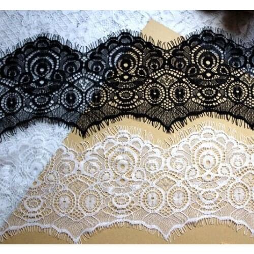9m/lot White Black Eyelash Lace Fabric DIY Decorative Soft Nylon Eyelash Lace Trim Clothing Sewing Applique Fabric