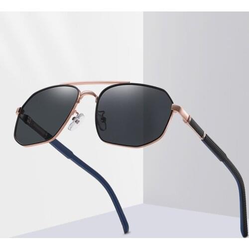 Mens HD Sunglasses UV400 Anti-reflective Multilateral Fashion Sunglasses Metal Two Color Spring-Leg Sunglasses Gafas De Sol