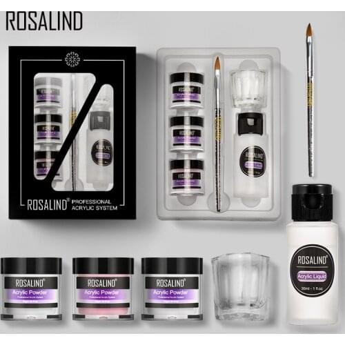 ROSALIND Acrylic Powder Set Dipping Carve Crystal Powder Gel For Nail Extension Builder Tools Manicure Set Acrylic Nail Kit