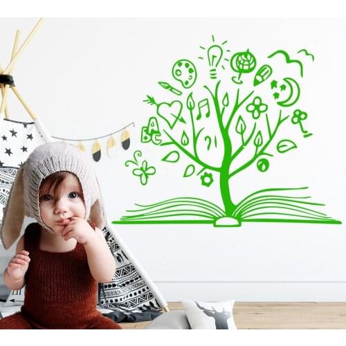 2019 New Book Tree sticker Wall Decal Library School classroom wallstickers Mural kids bedroom Decor Reading Room Decoration