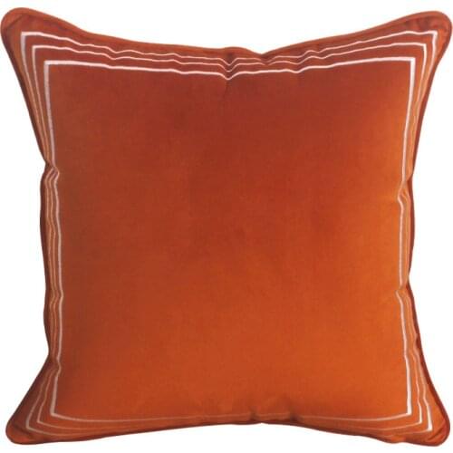 DUNXDECO Cushion Cover Square Decorative Pillow Case Modern Simple Geometric Line Orange Velvet Coussin Sofa Chair Bedding Deco