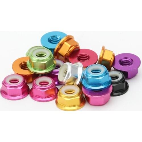 Nylon-Insert Flange Locknuts Aluminum Alloy Hexagon Hex Nut M6