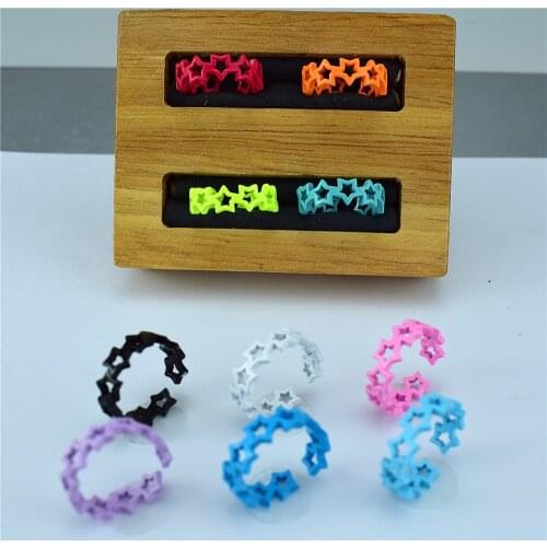 New Fashion Hollow Pentagram Ring Geometric Rainbow Color Opening Adjustable Ring Ladies Jewelry Party