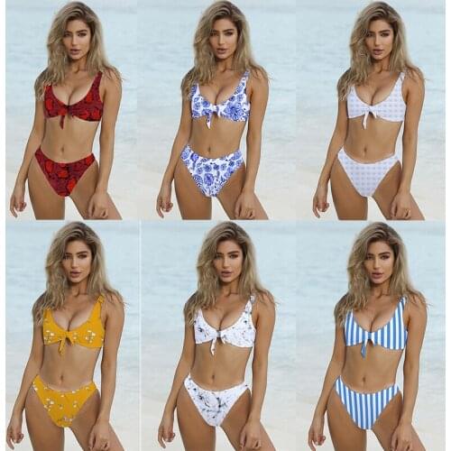 21 Colors 2021 New Print Bikini Set Female Bandage Double-sided Swimsuit Sexy Two-Piece Women Swimwear Split Beach Bathing Suit
