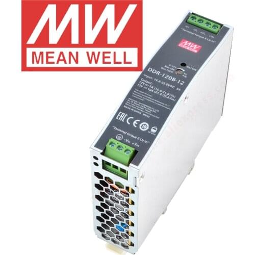 Original Mean Well DDR-120B-12 Din Rail Type DC-DC Converter Meanwell 12V/10A/120W DC to DC Power Supply 16.8-33.6Vdc Input