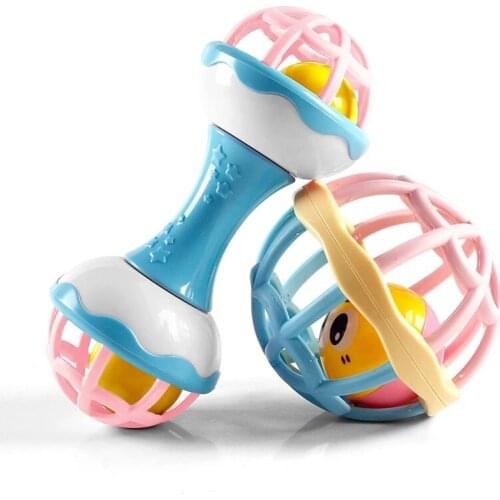 0-12 Months Baby Rattles toy Intelligence Grasping Gums Plastic Hand Bell Rattle Funny Montessori Mobiles Toys Birthday Gifts