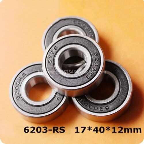 6203RS 17*40*12(mm) 10Piece free shipping bearings rubber sealing bearings 6203 6203RS Chrome steel deep groove bearing
