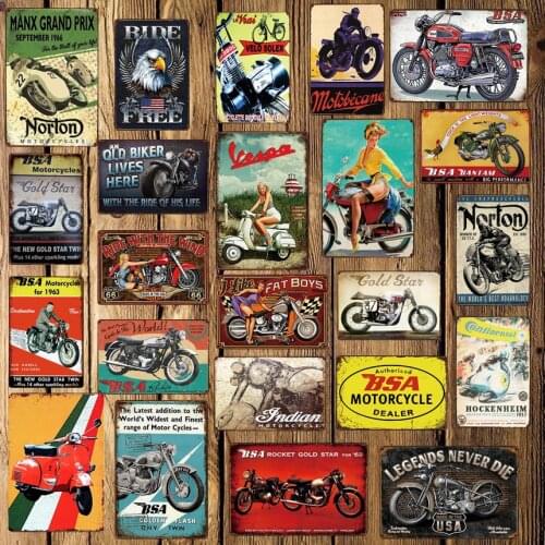 [ WellCraft ] BSA Veapa Norton Motor Tin Sign Wall Posters art Vintage Painting Personality Custom Decor LT-1735