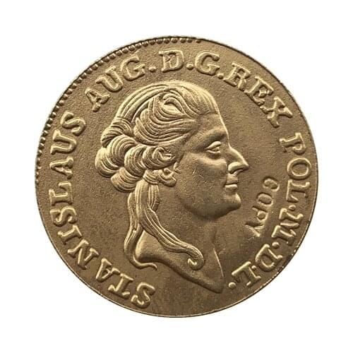 24 K gold plated Poland 1 Dukat 1789 COIN COPY 21mm