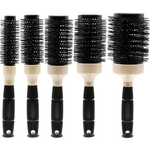 Professional Hairdressing Aluminum Hair Round Brush Salon Blowing Nylon Hair Curly Brush Barber Styling Tools Roll Comb