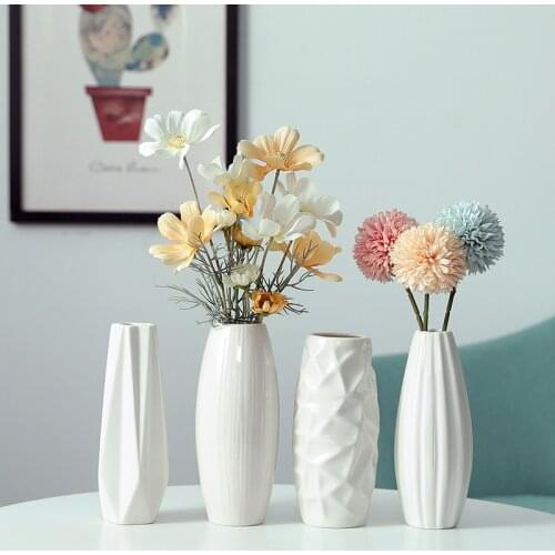 Simple Modern White Ceramic Vase Creative European style Home Decor Living Room Decoration Ornaments Tabletop Vases