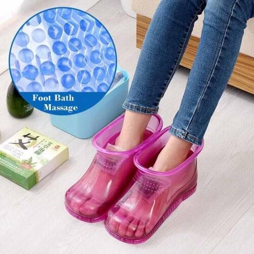 Transparent Foot Soak Shoes Feet Home Massage Personal DIY Massage Shoes Ball Insole Comfortable Massage Feet Bath Sandals