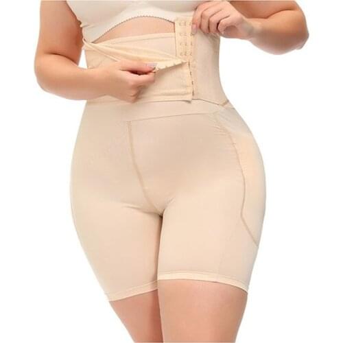 Plus Size Women Shapewear Firm Control Seamless Padded High Waist Butt Lifter Panties Hip Pads Enhancer Breasted Shorts