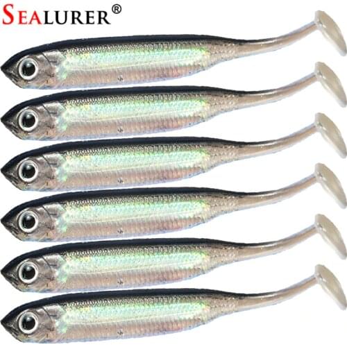 SEALURER Soft Lure 6pcs/lot 2.2g/75mm for Fishing Shad Fishing Worm Swimbaits Jig Head Soft Lure Fly Fishing Bait Fishing Lures