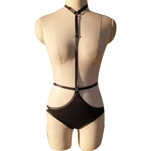 Sexy Harness Black Bondage Belt Goth Women Sexy Lingerie Set Pantie G-string Thongs Body Harness Set
