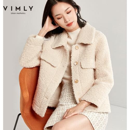 Vimly Faux Fur Coat For Women Autumn Winter Elegant Lapel Single Breasted Thick Solid Female Thick Outwear 30126