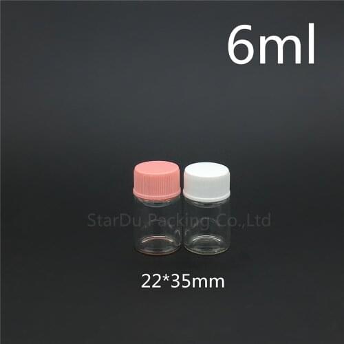 48pcs/lot diameter 22mm 6ml glass bottle Plastic cap for vinegar alcohol, carft/storage candy bottles