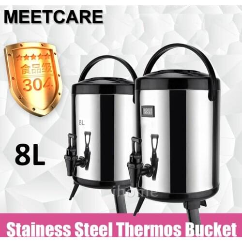 8L Kitchen Stainless Steel Thermos Faucet Bucket Cafe Tea Pot Home Hotel Shop Bar Restaurant Liquid beverages keep cool and warm