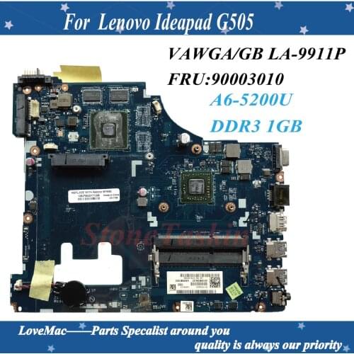 High quality FRU:90003010 for Lenovo G505 laptop Motherboard VAWGA/GB LA-9911P A6-5200U DDR3 1GB 100% Tested